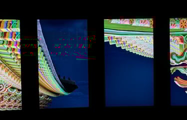 Video display showing architectural elements