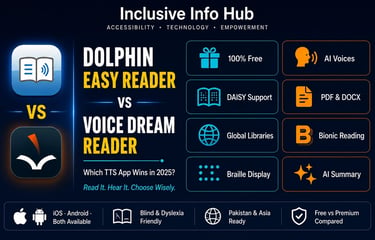 Dolphin Easy Reader vs Voice Dream Reader 2025 featured image showing TTS reading interfaces side by side with feature badges