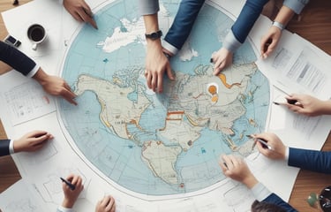 A collector reviewing valuable banknotes with a magnifying glass.