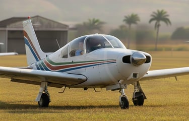 a small plane sitting on top of a field embraer cherokee