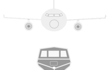 A round logo for social media Aircraft and Marine Machines, featuring an airplane and a boat.