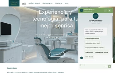 a dentist's office website page with a dental care product