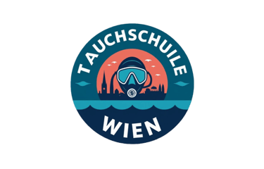 Tauchschule Wien Log mo mit Schriftzug und einem Taucher