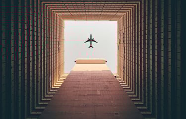 Der eigene Lebensweg, repräsentiert durch ein Flugzeug.