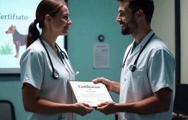 Certificación profesional en ecografía, anestesia y cirugía veterinaria tras curso práctico.