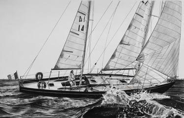 Dessin réaliste du Bateau Pen Duick II