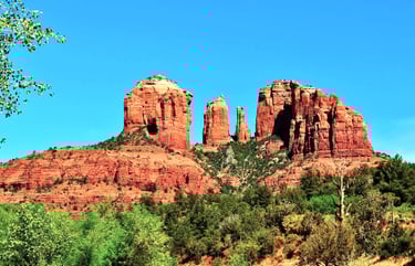 Sedona - Cathedral Rock, one of the most popular red rock formations with gorgeous views at the top