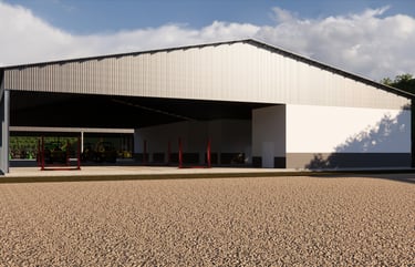 Galpão com estrutura para manutenção de máquinas e equipamentos