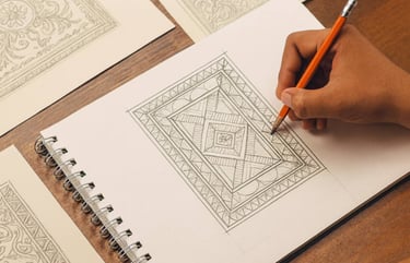 Hand-drawn rug design consultation sketch - Vezari Living