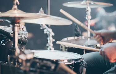 Up close Drums with black background