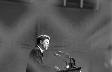 President John F. Kennedy at the US Naval Academy in 1961 by James Drake