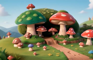 AI created image of mushroom village.