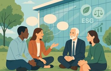 um grupo de pessoas sentados na grama conversando