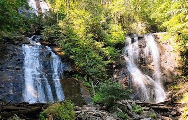 Helen GA - Anna Ruby has 2 waterfalls, the top left falls are partially blocked