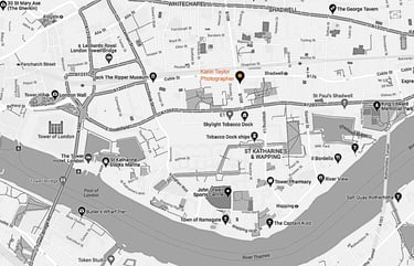 black and white map of Karin Taylor Photography