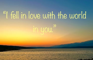 sunset sea qoute "I fell in love with the world in you"