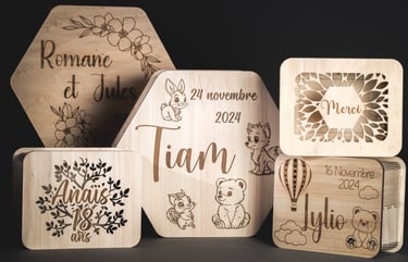 Urne en bois personnalisable mariage, baptêmes, anniversaires
