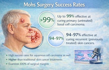 Graphic showing Mohs surgery success rates for treating skin cancer