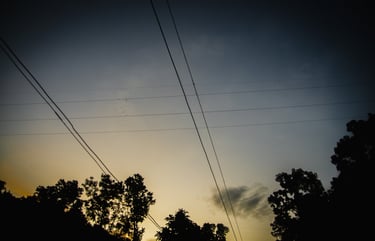 Sunset among the power lines