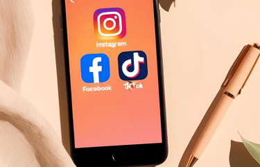 smartphone displaying social media icons