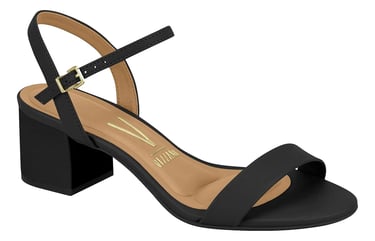 Sandália Feminina Salto Grosso Com Fivela