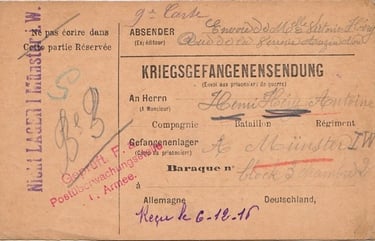 Kriegsgefangenensendung Geprüft F.a. Postüberwachungstelle 1. Armee
