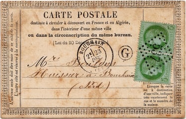 HASPRES, Postkarte mit 10 Centimes frankiert (Landposttarif) in der Landbriefkasten der Gemeinde