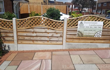 Premium lattice curved top fence with concrete gravel board & posts Romford - Hornchurch - Brentwood