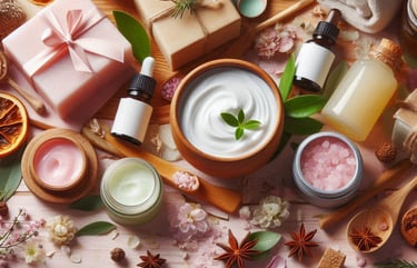 a variety of cosmetics products including body butter and body butter