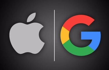 a google logo and an apple logo