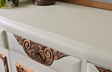 Angle view of sideboard painted in Sophie James Cornish Cream - by Julia - Absolutely Mintage