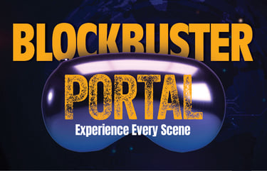 futuristic looking goggles front with the wotd portal in front and the word blockbuster in the back