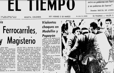 Primera página del diario El Tiempo del 5 de marzo de 1971