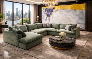 Large custom sectional sofa in a luxury living room by Solo Home Decor