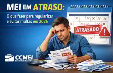 Microempreendedor individual preocupado analisando boletos do DAS em atraso ao lado de calendário marcado como atrasado