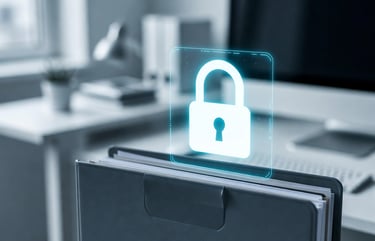 documentos con un logo de candado para garantizar la confidencialidad