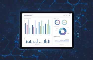 A complex data analytics dashboard visualization.