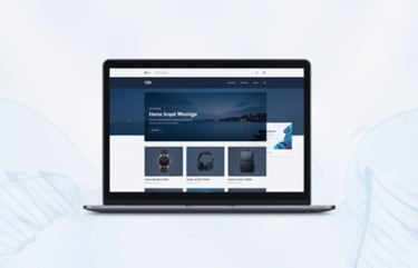 Mockup of an e-commerce website on a laptop screen.