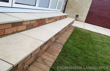 Colourful Garden Makeover Brick Seating Planer Bar New Lawn