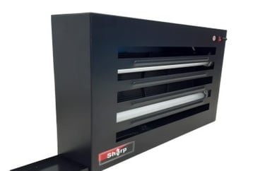 a black and white electric heater with a black and white background