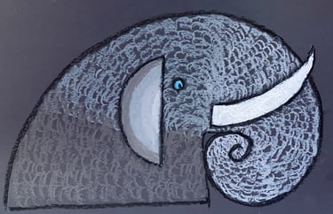 pastel drawing of an elephant