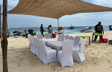  day tour to Nakupenda Sandbank with visitors enjoying tropical views, beach activities, and live seafood cooking in Zanzibar
