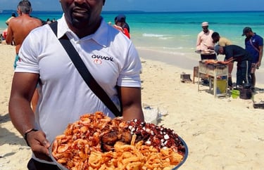 Fresh seafood cooked live outdoors at Nakupenda Sandbank, Zanzibar, providing a unique dining experience by the sea