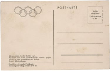 Berlin First Olympics Basketball 1936 Official Olympic Photo Postcard Issued by Reichssportverlag, b