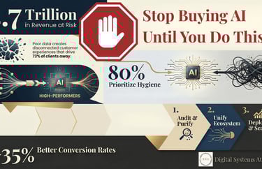 Messy vs clean data visualization showing AI automation performance difference