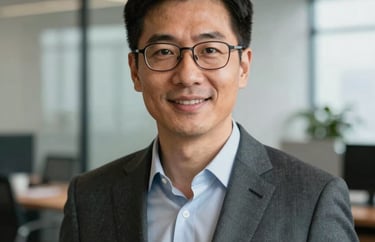 Headshot of a career strategist in professional attire, soft natural lighting, modern North American / US office background, conveying expertise and approachable confidence.