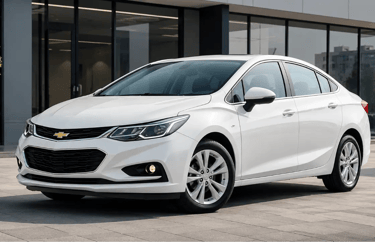 Chevrolet Cruze LTZ 2019 branco estacionado em frente a showroom moderno