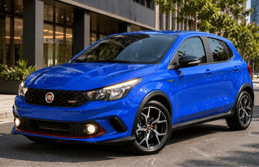 Fiat Argo HGT 2018 azul em ambiente urbano moderno durante o dia