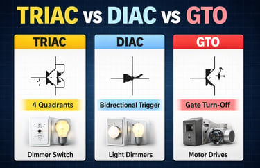 TRIAC DIAC GTO Explained with Symbols and Applications