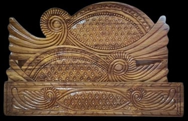 Hand-Carved Teak Wood Bed with Elegant Backrest